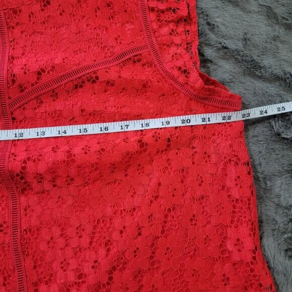 Nanette Lepore Red Lace Smock Blouse - Size Extra Large - Picture 9 of 11